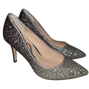 Nina Silver Glittery Heels, Size 5M